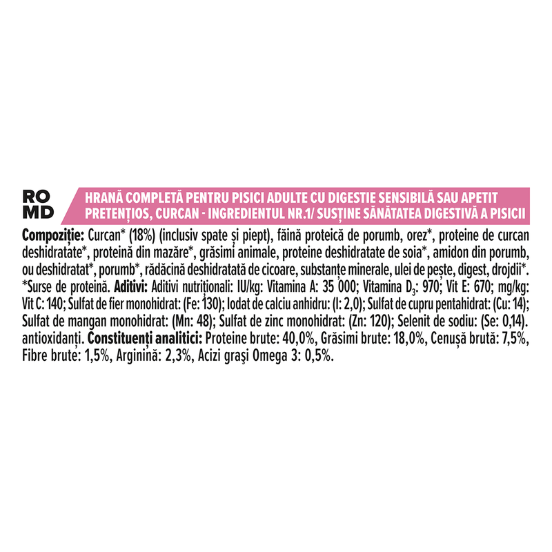 Hrana uscata pentru pisici Pro Plan Adult Delicate, Curcan