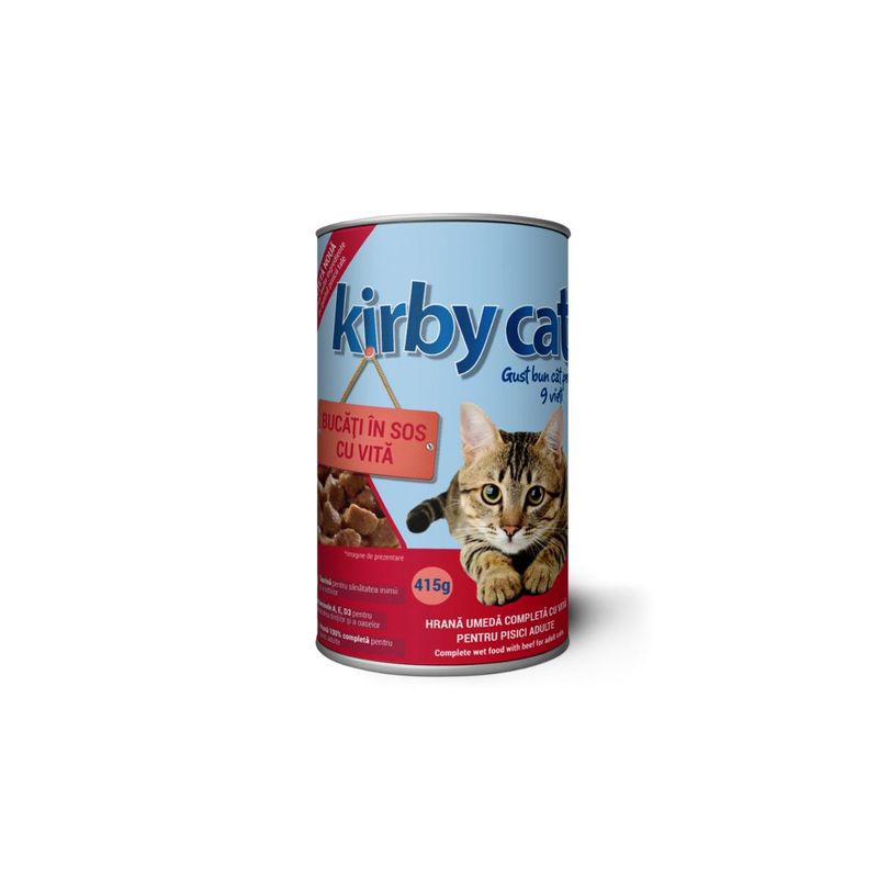 Hrana umeda pisici, Kirby Cat conserva cu vita, 415g