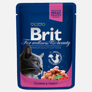 Brit Premium plic hrana umeda pisici, bucăţi în sos cu somon şi păstrăv, 100g