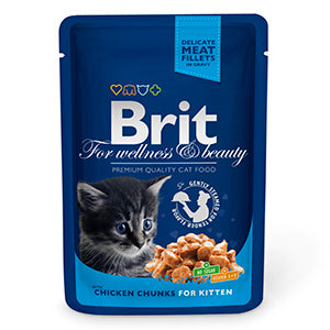 Brit Premium Junior plic hrana umeda pisici, Carne de Pui, 100g