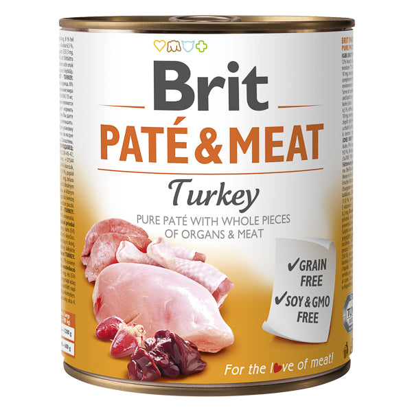 Hrana umeda pentru caini Brit Pate & Meat, Curcan, 800g