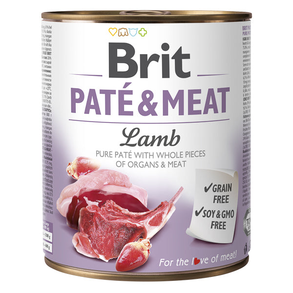 Hrana umeda pentru caini Brit Pate & Meat, Miel, 800g