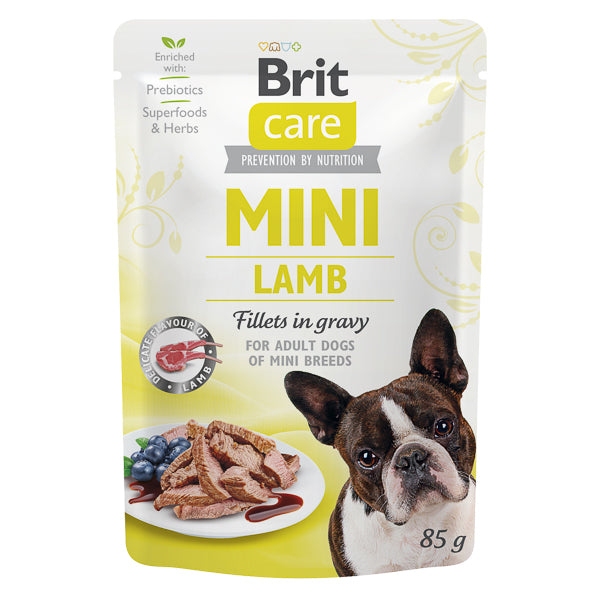 Brit Care Dog Mini Plic, hrana umeda, File miel, în sos 85g