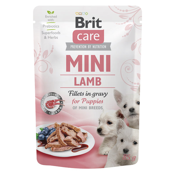 Brit Care Dog Mini Plic Puppy, hrana umeda, File miel, în sos 85g