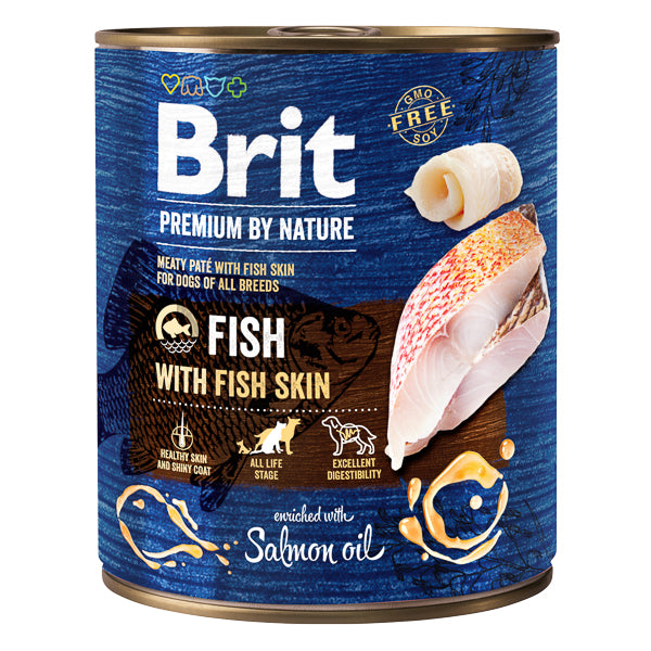 Brit Premium by Nature Conservă pentru câini, Peşte cu piele, 800g