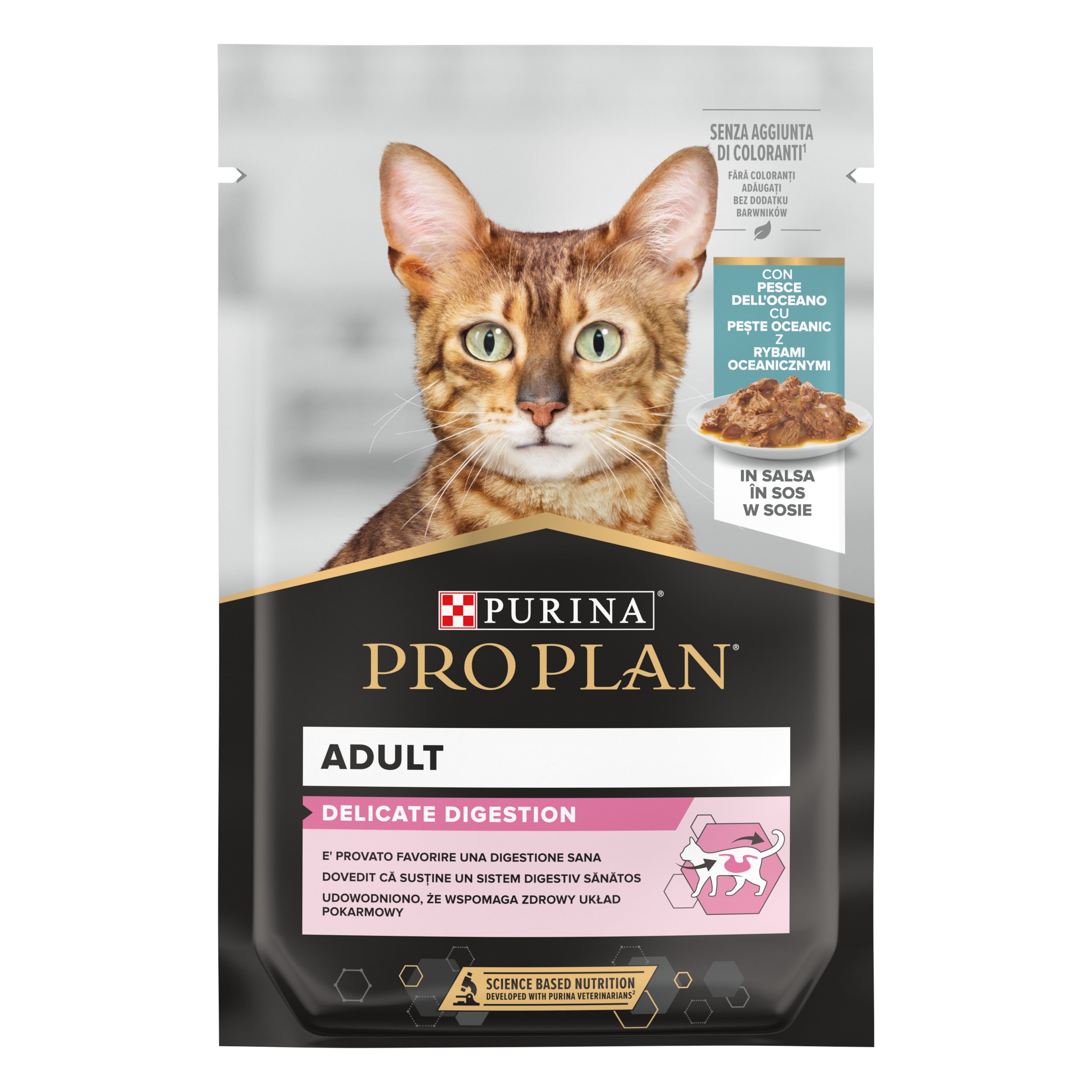Hrana umeda pentru pisici, Pro Plan Delicate Digestion, Peste oceanic in sos, 85g