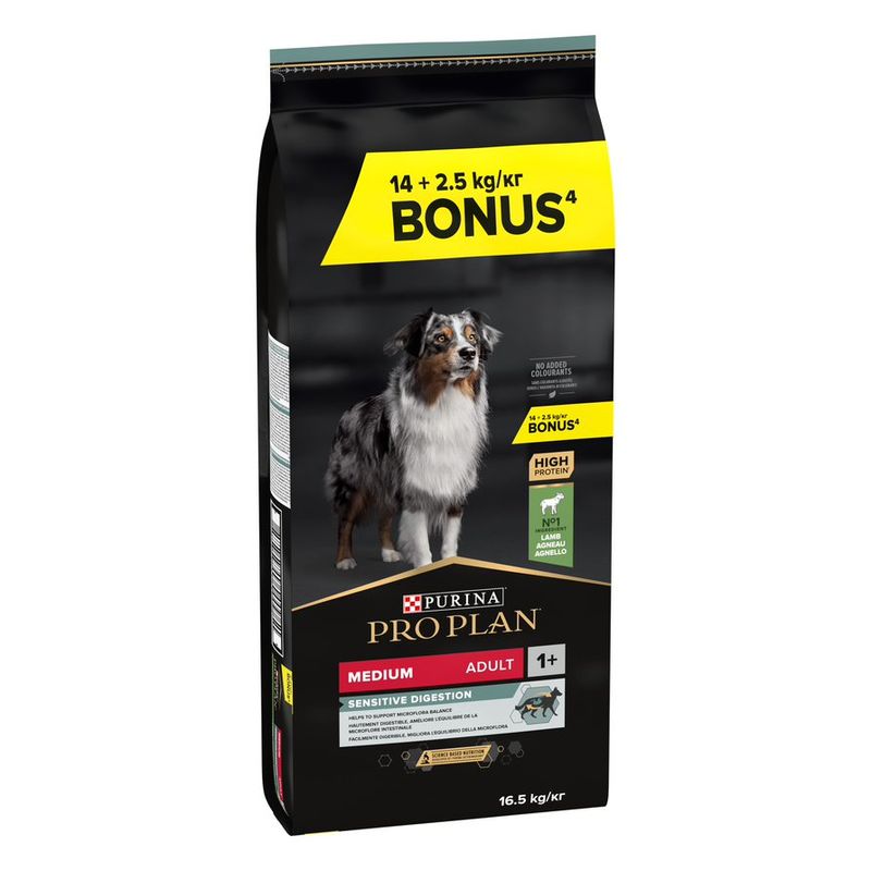 Hrana uscata pentru caini Pro Plan Medium Adult, Sensitive Digestion, Miel si Orez, 14kg