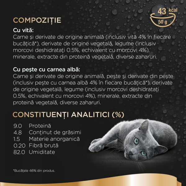 Sheba Taste of Paris hrana umeda pentru pisici adulte, cu vita si cu peste cu carnea alba 6 x 50g