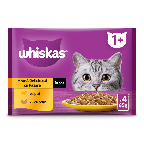 Whiskas hrana umeda pentru pisici adulte cu carne de pasare in sos