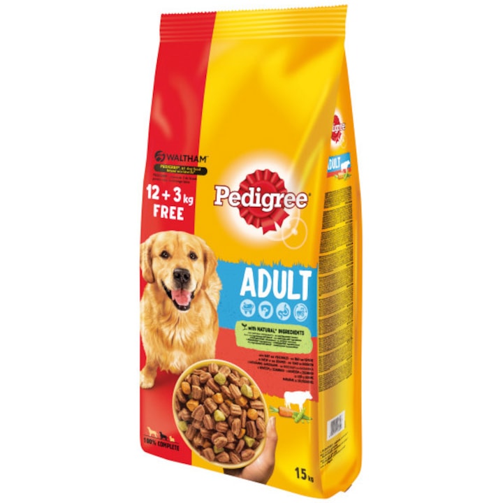 Pedigree hrana uscata cu vita si legume pentru caini adulti