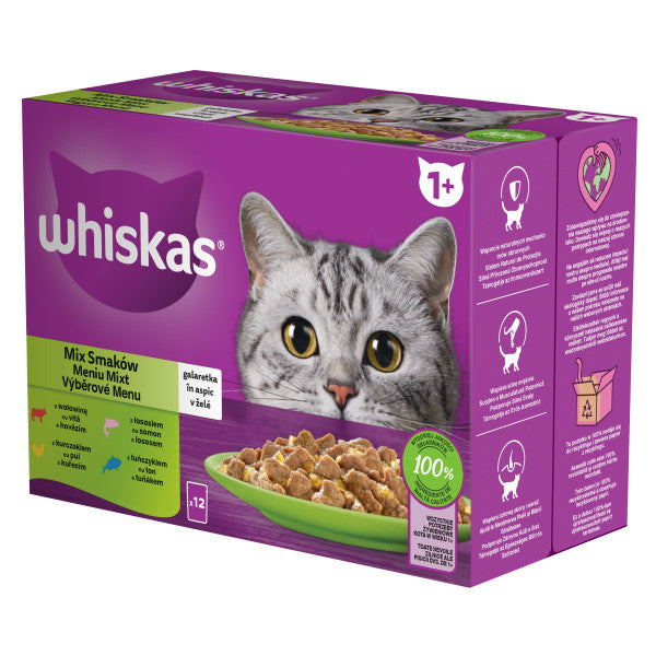 Whiskas hrana umeda pentru pisici adulte, selectii de carne in aspic 12 x 85 g