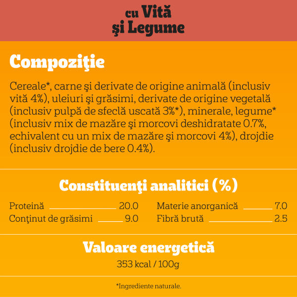 Pedigree hrana uscata cu vita si legume pentru caini adulti