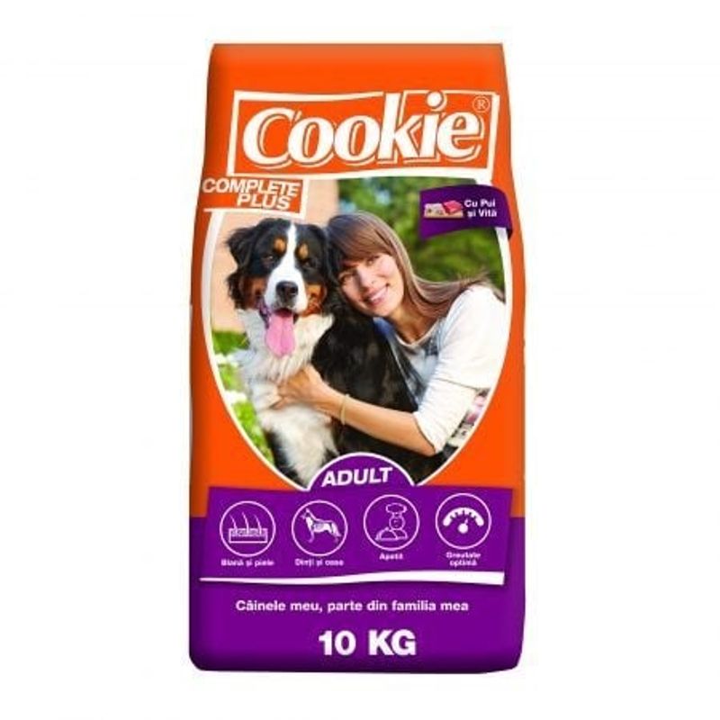 Hrana uscata pentru caini Cookie, Complete Plus Adult, Pui si Vita, 10kg