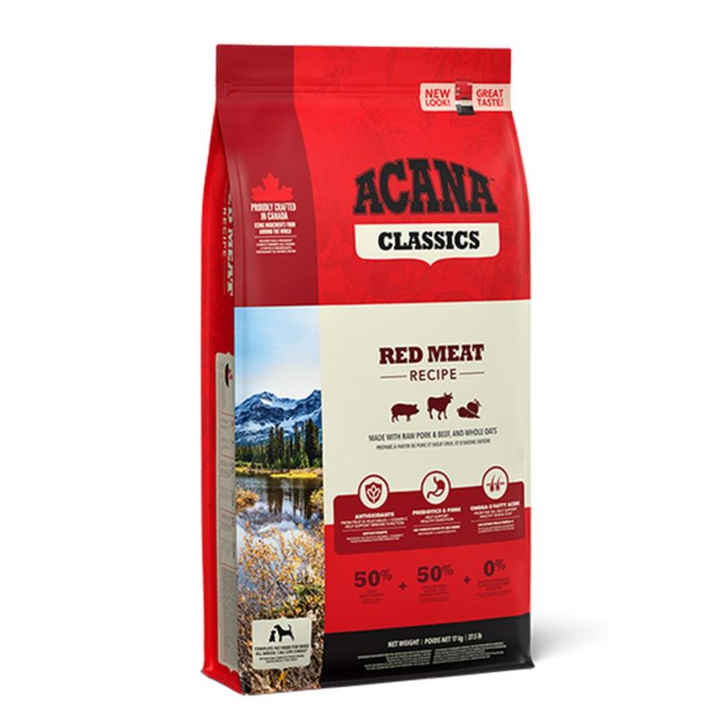 ACANA Classics Red, Vită și Porc, hrană uscată conținut redus cereale câini, 14.5kg