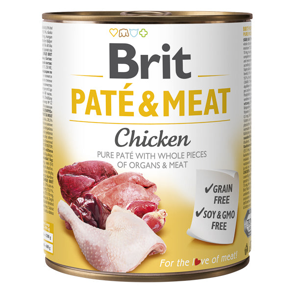 Hrana umeda pentru caini Brit Pate & Meat, Pui, 800g