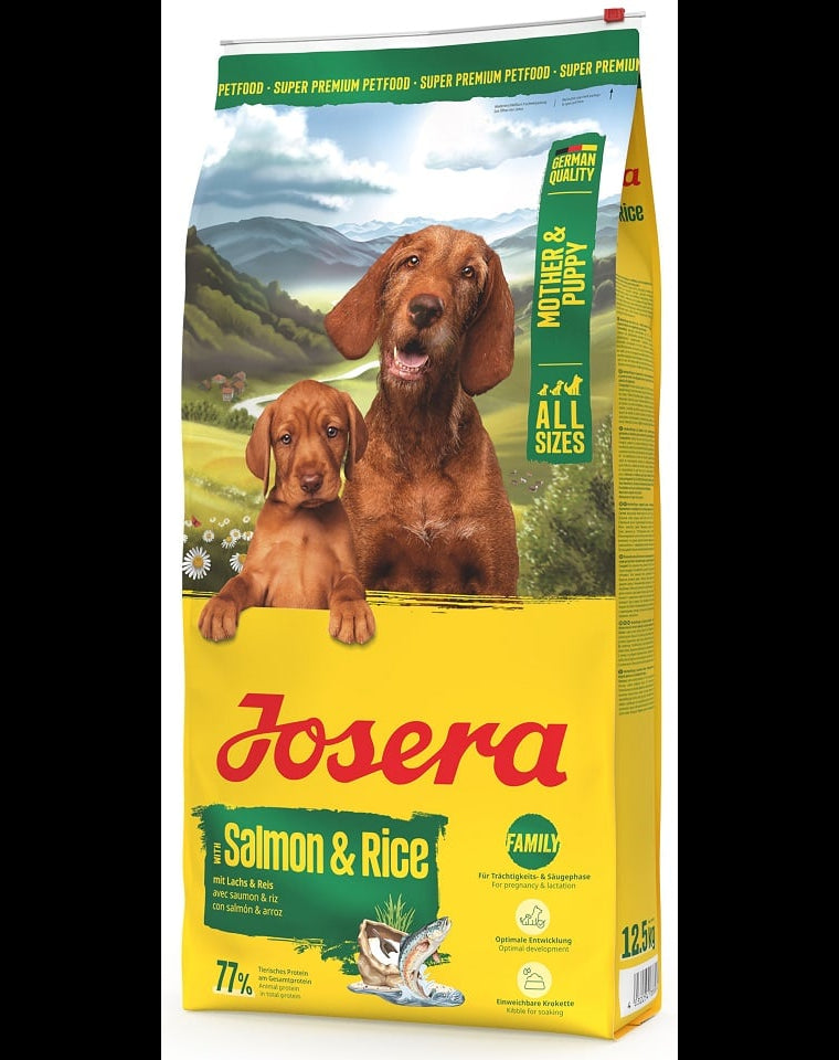 Hrana uscata pentru caini Josera Mother & Puppy, Somon & orez, 12,5 kg