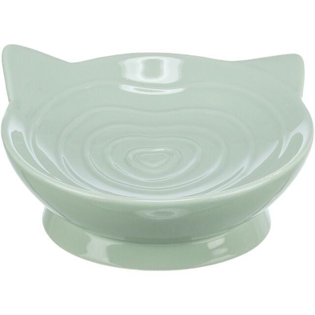 Castron Ceramic Pentru Pisici, Viviana, Ridicat, Forma Ergonomica, Verde Salvie