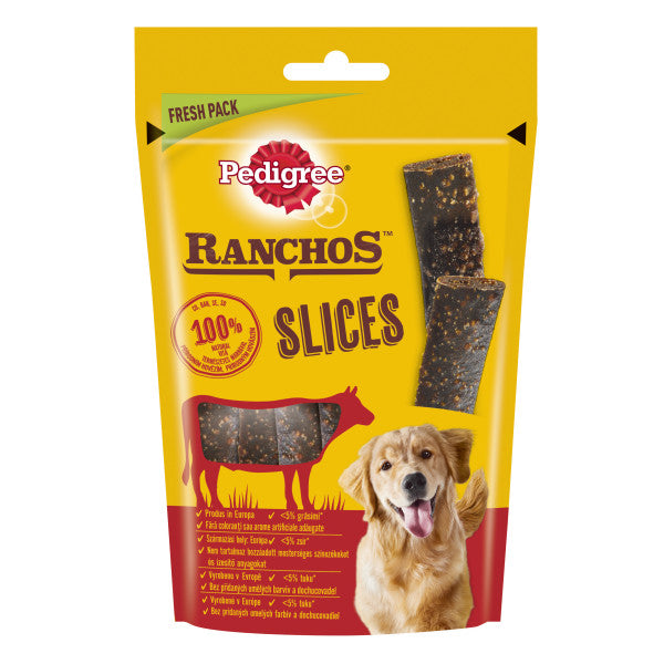 Pedigree Ranchos Slices recompense pentru caini, cu vita