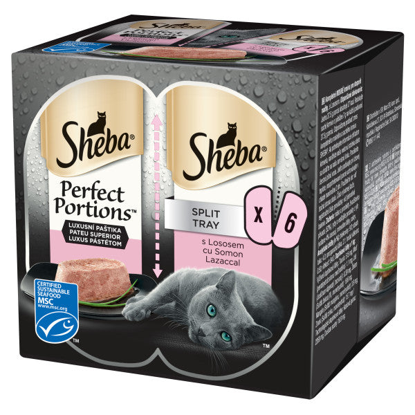 Sheba Perfect Portions hrana umeda pentru pisici adulte, cu somon in bucata 6 x 37,5g