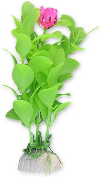 Planta Artificiala Pentru Acvariu, 10cm, Verde Cu Roz