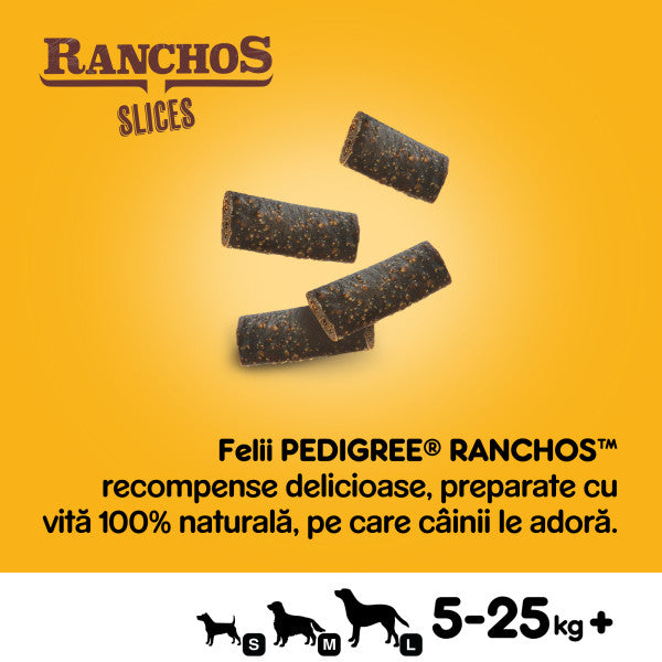 Pedigree Ranchos Slices recompense pentru caini, cu vita