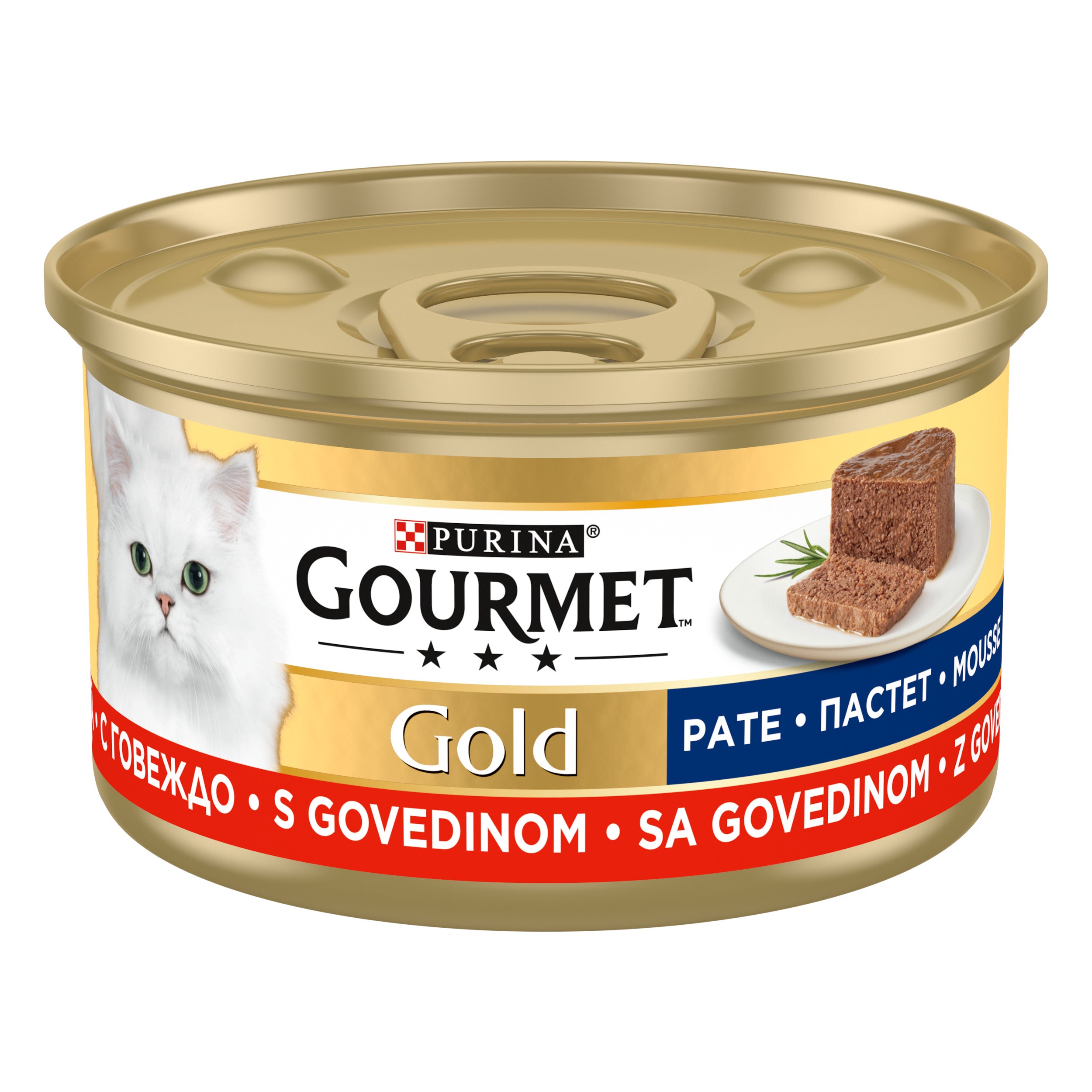 PURINA GOURMET GOLD, cu Vită, pate, hrană umedă pentru pisici, 85g