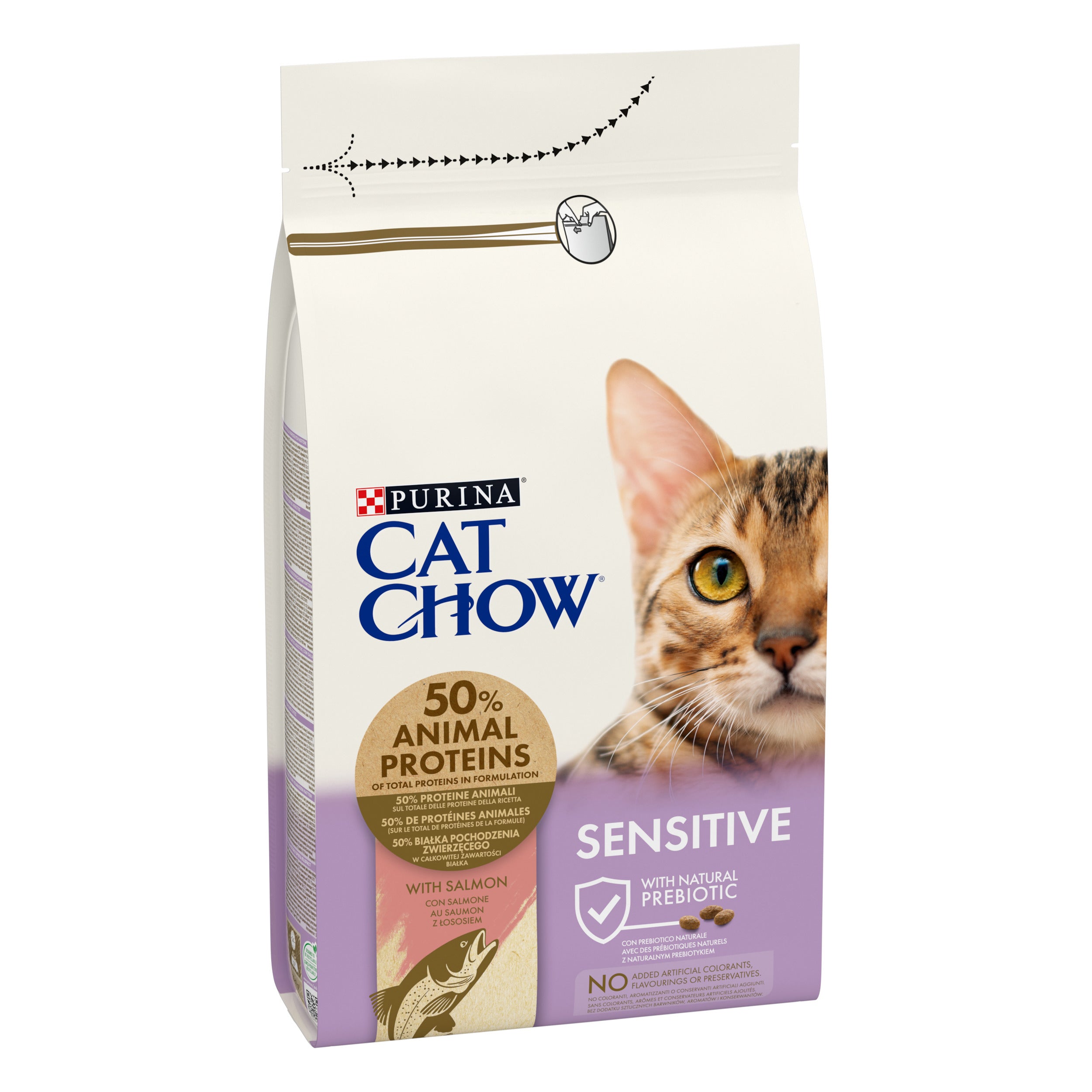 PURINA CAT CHOW SENSITIVE, cu Somon, hrană uscată pentru pisici