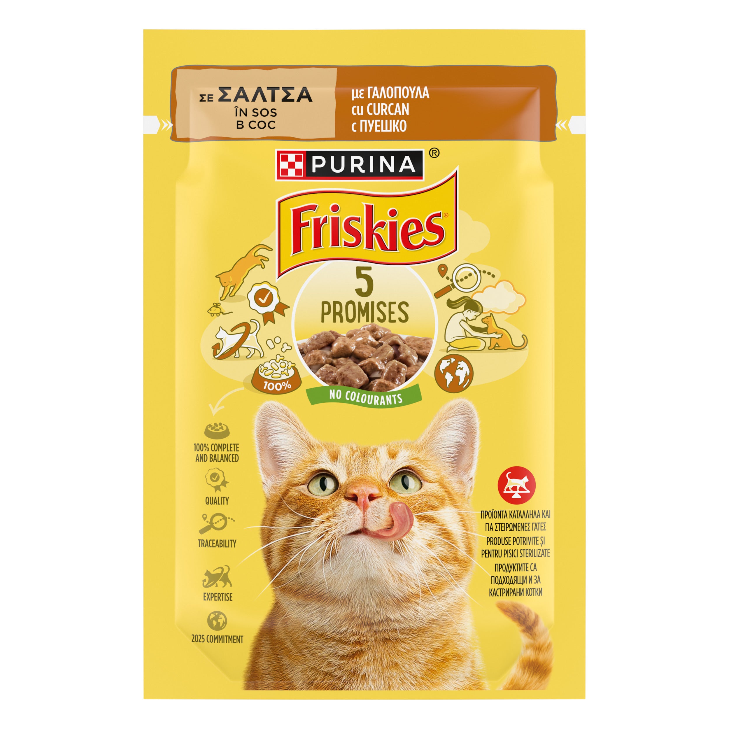 PURINA Friskies Adult, Curcan, plic hrană umedă pisici, (în sos), 85g