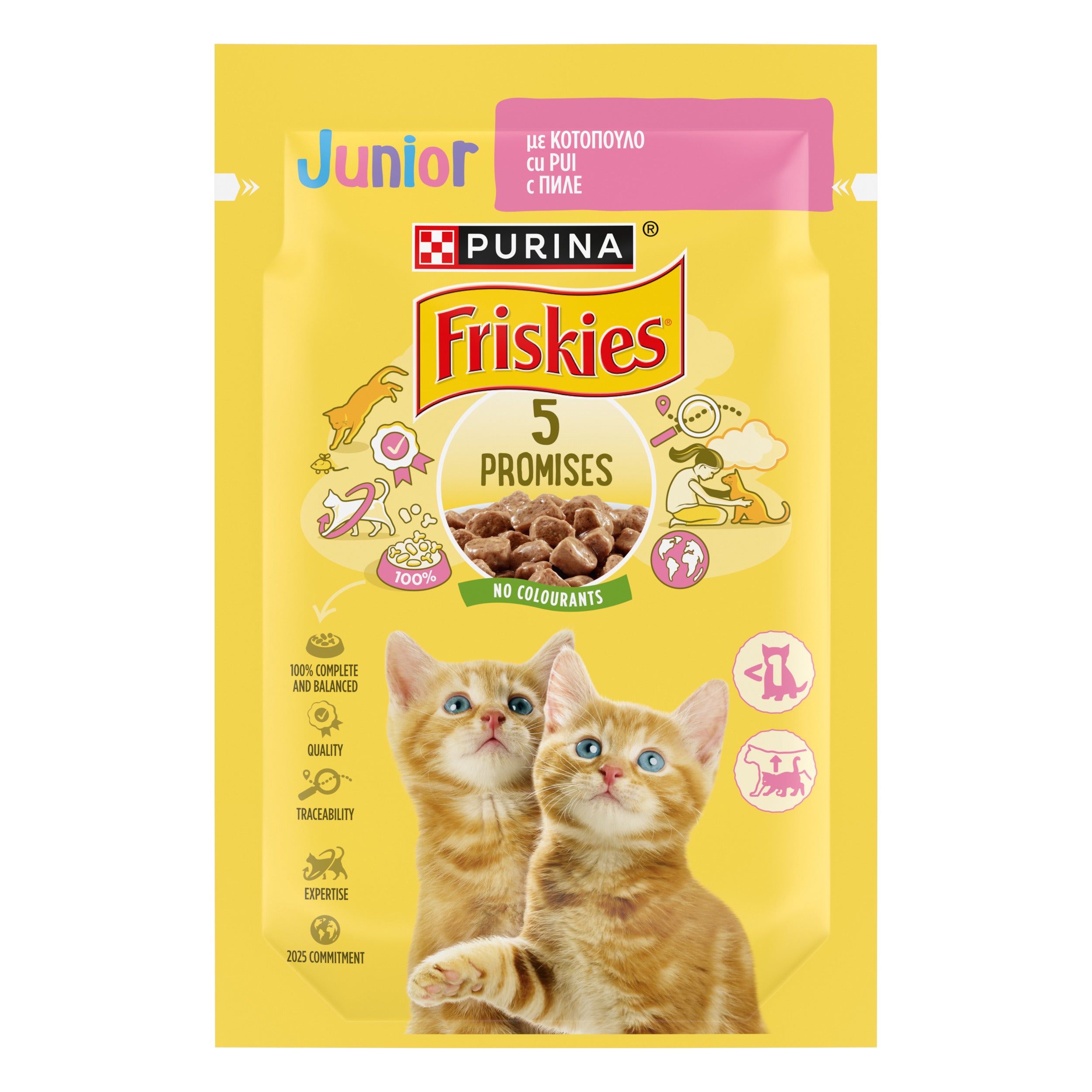 PURINA Friskies Junior, Pui, plic hrană umedă pisici junior, (în sos), 85g