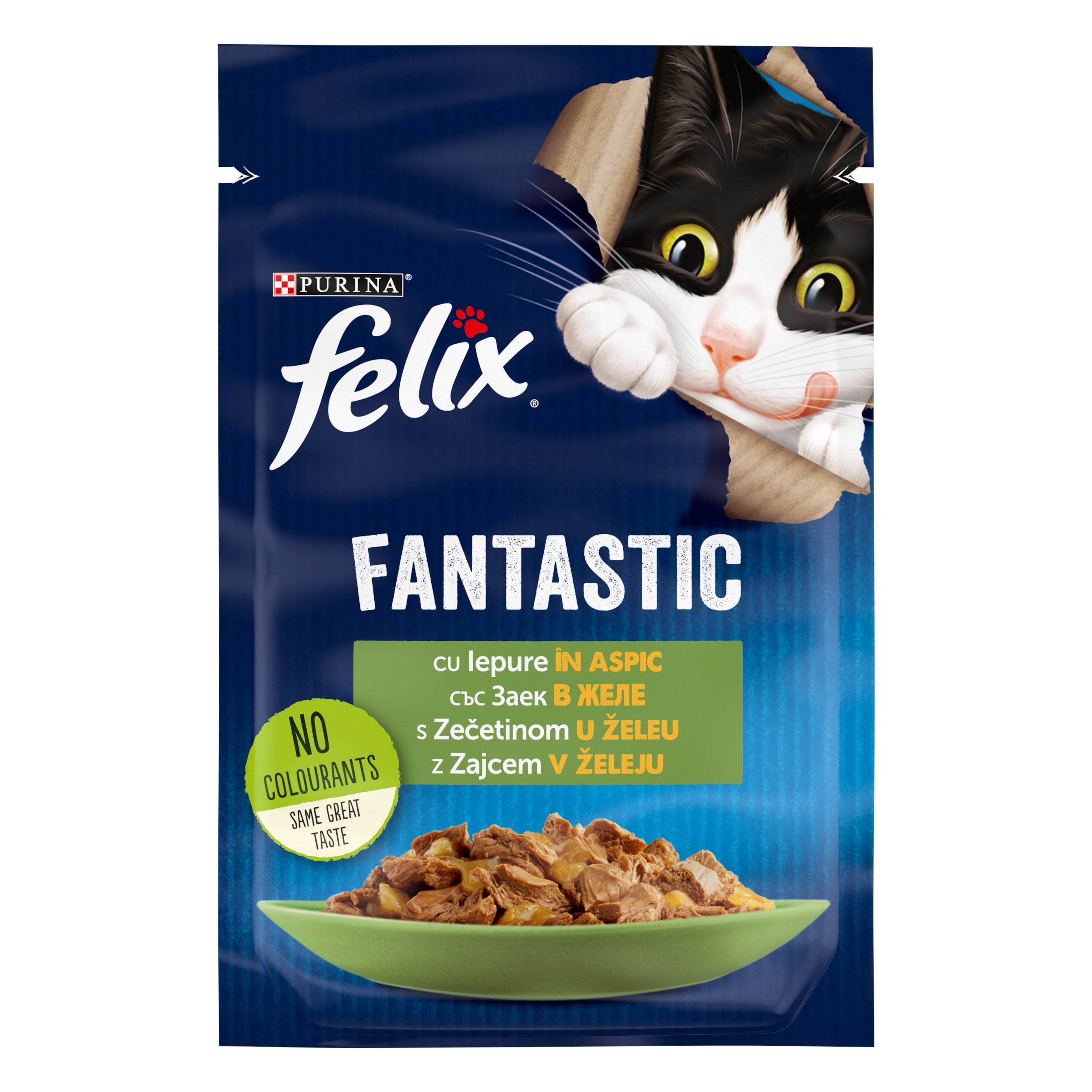 PURINA FELIX FANTASTIC, cu Iepure în aspic, hrană umedă pentru pisici, 85g