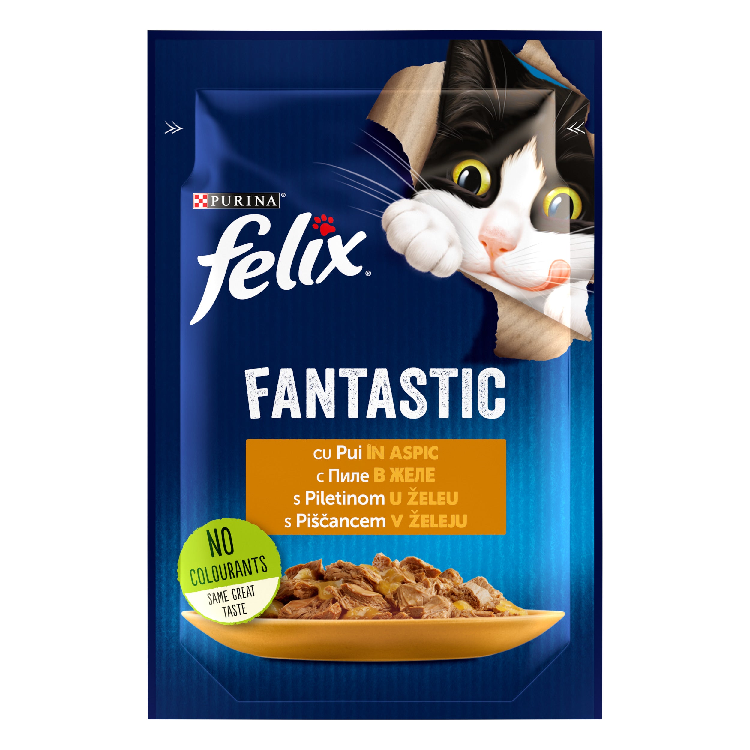 PURINA FELIX FANTASTIC, cu Pui în aspic, hrană umedă pentru pisici, 85g