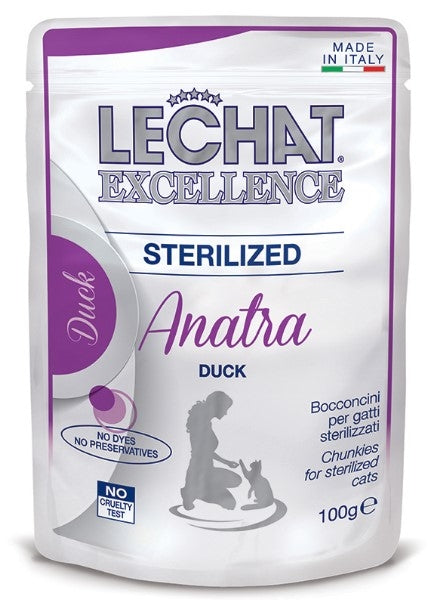 Hrana Umeda Pentru Pisici, LeChat Excellence Steril, Cu Rata, 100g