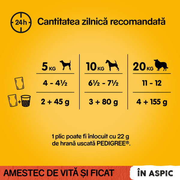 Pedigree hrana umeda pentru caini adulti, cu vita in aspic