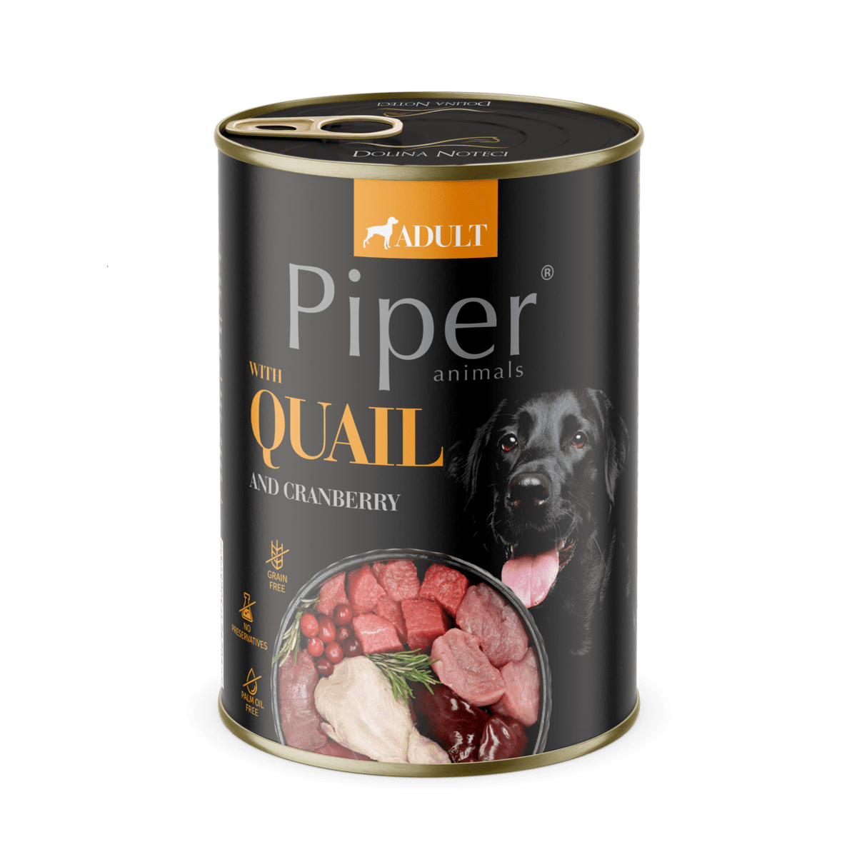 Hrana umeda pentru caini PIPER DOG, prepelita si merisoare 400g