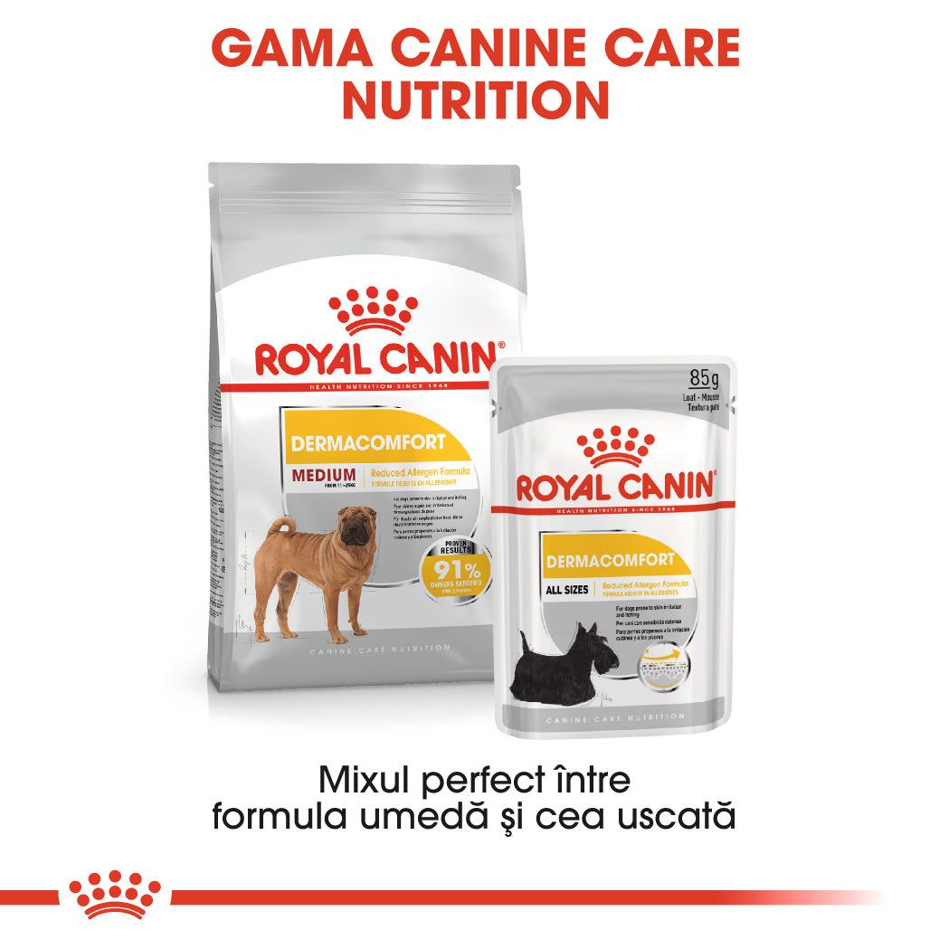 Royal Canin Medium Dermacomfort hrana uscata caine, prevenirea iritatiilor pielii 12kg