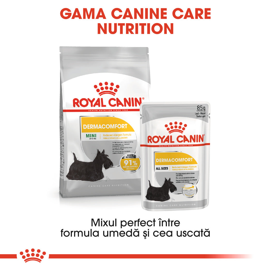 Royal Canin Mini Dermacomfort hrana uscata caine, prevenirea iritatiilor pielii