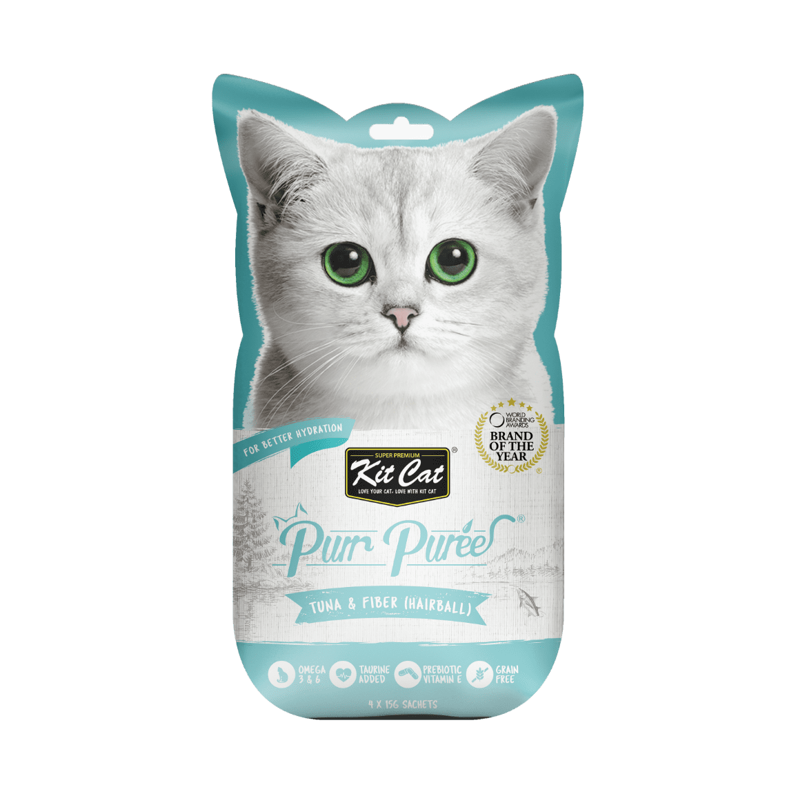 Recompense lichide pentru pisici Kit Cat Purr Puree, ton si fibre, Hairball