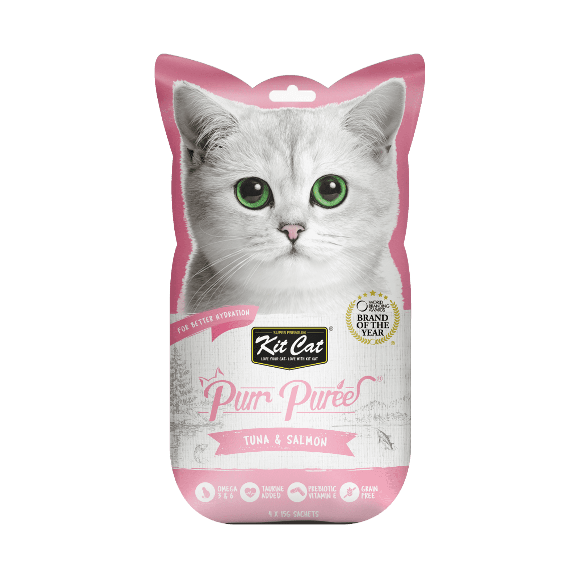 Recompense lichide pentru pisici Kit Cat Purr Puree, ton si somon