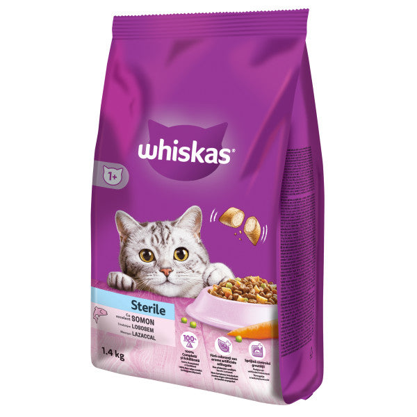 Whiskas Sterile hrana uscata cu somon pentru pisici adulte 1.4kg