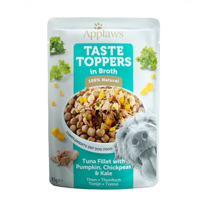 APPLAWS Taste Toppers, Ton și Legume, plic hrană umedă monoproteică fără cereale câini, în supă, 85g