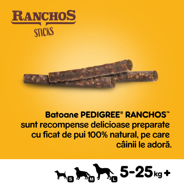 Pedigree Ranchos Sticks recompense pentru caini, cu pui