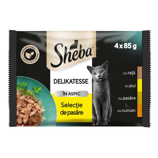 Sheba hrana umeda pentru pisici adulte, cu carne de pasare in aspic 4 x 85g