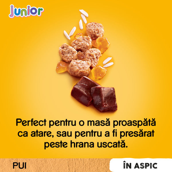 Pedigree hrana umeda pentru caini juniori, cu pui si orez in aspic