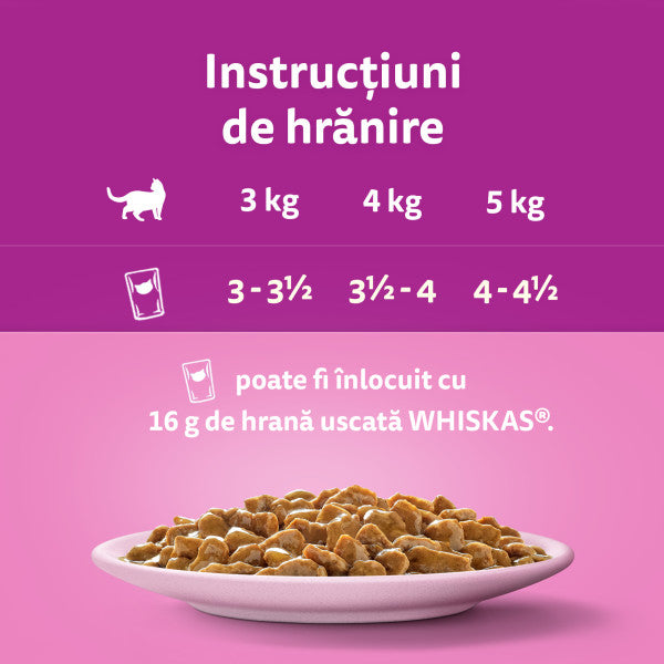 Whiskas hrana umeda pentru pisici adulte, cu somon in sos