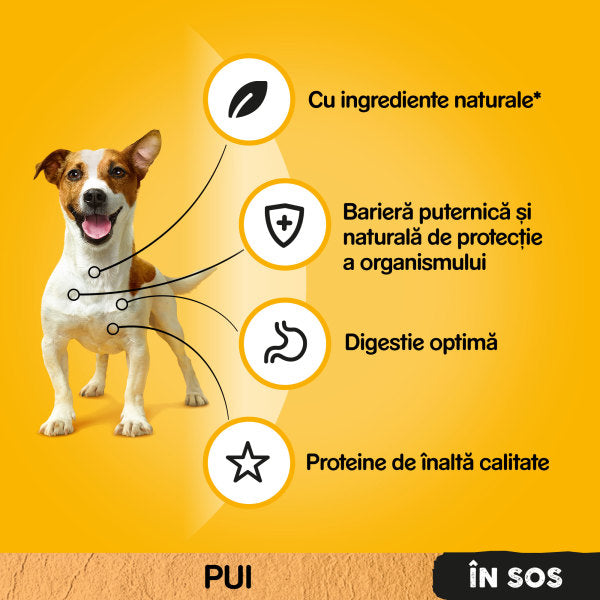 Pedigree hrana umeda pentru caini adulti, cu pui si legume in sos