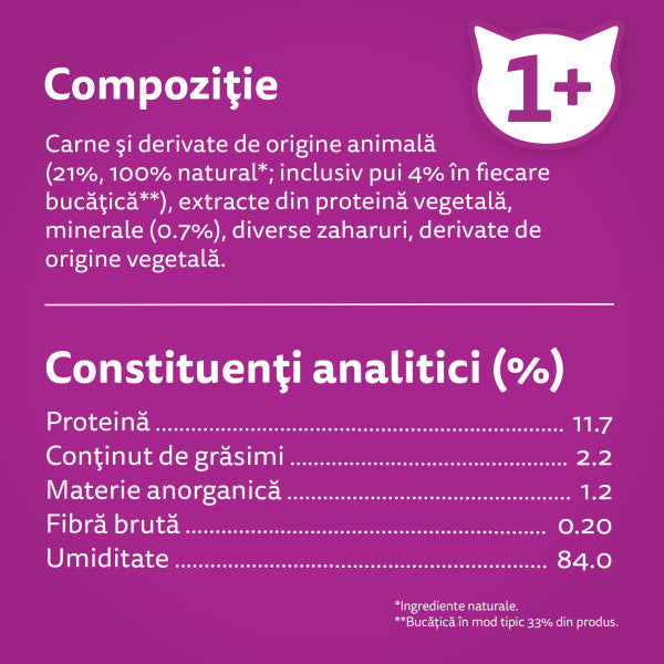 Whiskas Pure Delight hrana umeda pentru pisici adulte, cu pui in aspic