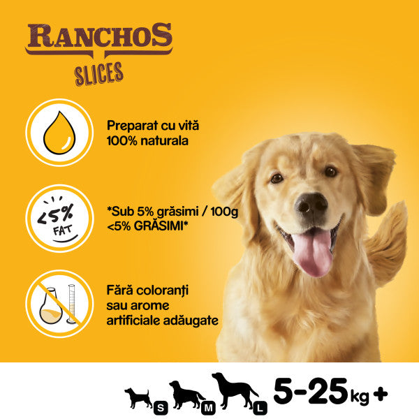 Pedigree Ranchos Slices recompense pentru caini, cu vita