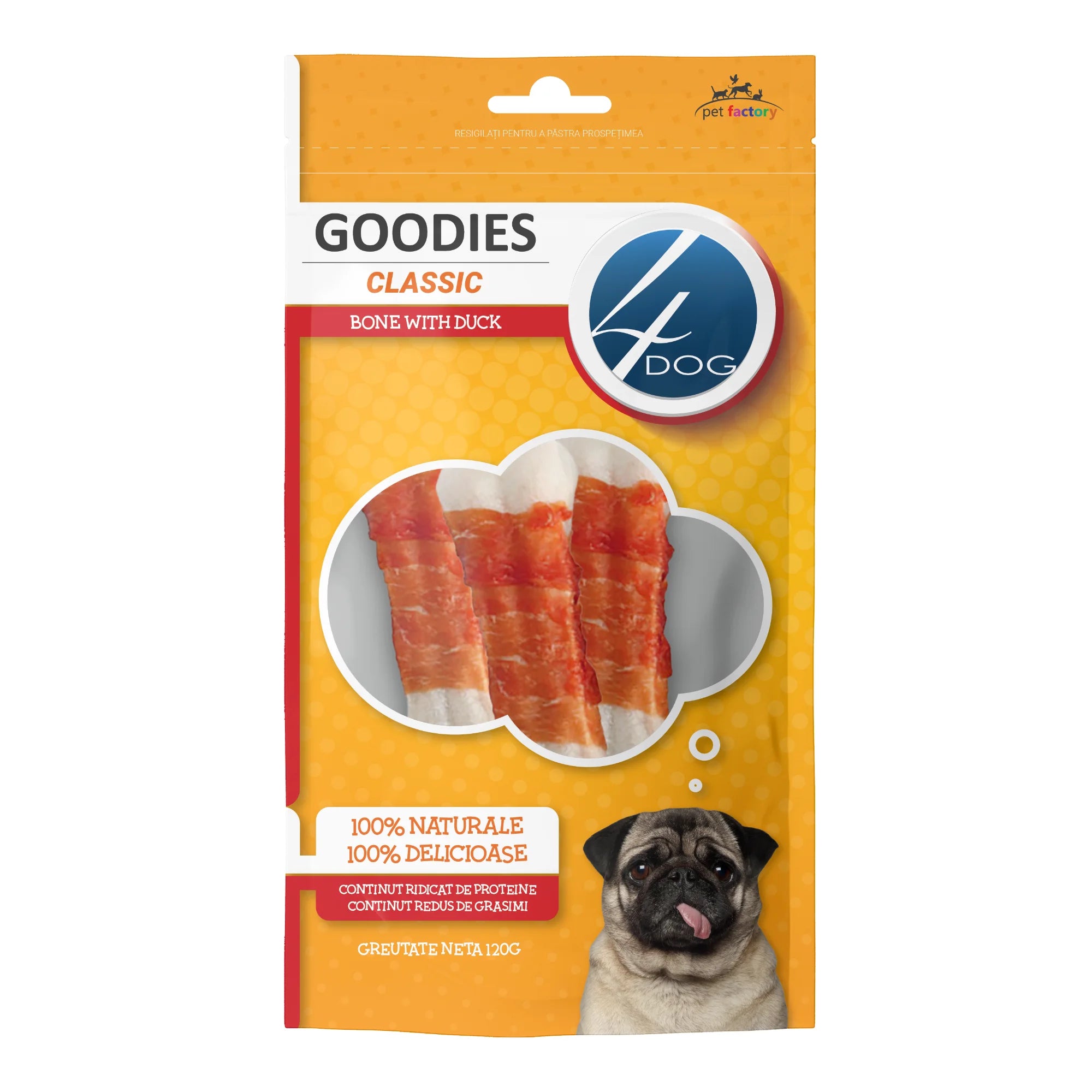 Recomepnse Caini 4DOG GOODIES Classic Bone with Duck 120g