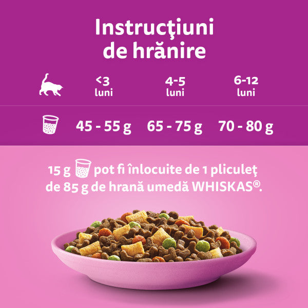 Whiskas hrana uscata cu pui pentru pisici junioare