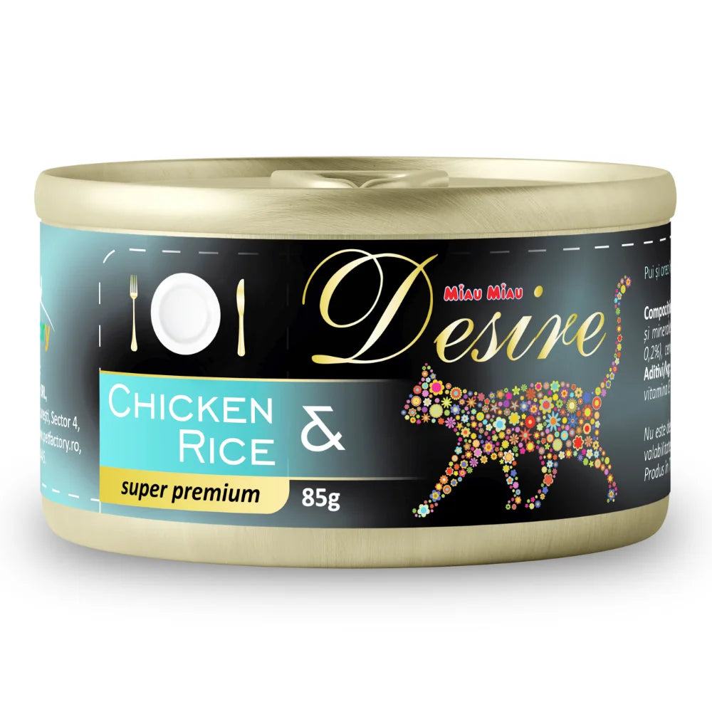 Hrana Umeda Pisici DESIRE Pui File si Orez in Gelatina 85g